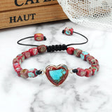 Natural Emperor Stone Bracelet Heart Energy Beads Rope Braid Jewelry
