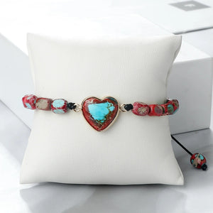Natural Emperor Stone Bracelet Heart Energy Beads Rope Braid Jewelry