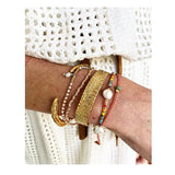 Fresh Water Pearls Rainbow Bracelet For Women Boho Stainless Steel
