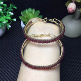 Natural Garnet Beaded Wrap Bracelet Crystal Bangle