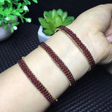 Natural Garnet Beaded Wrap Bracelet Crystal Bangle