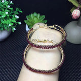Natural Garnet Beaded Wrap Bracelet Crystal Bangle