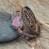 Boho Hematite Crystal Wrap Bracelet for Women