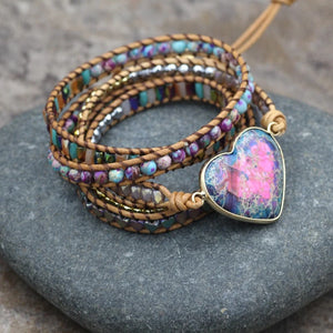 Boho Hematite Crystal Wrap Bracelet for Women
