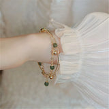 Hetian Jade Bead Bell Charm Bracelet - Ins Niche Vintage Jewelry