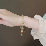 Hetian Jade Bead Bell Charm Bracelet - Ins Niche Vintage Jewelry