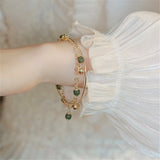 Hetian Jade Bead Bell Charm Bracelet - Ins Niche Vintage Jewelry