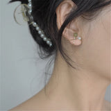 Hetian Jade Ear Clips 14K Filled Niche Earrings Minimalist Women Jewelry