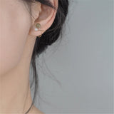 Hetian Jade Ear Clips 14K Filled Earrings Women's Minimalist Jewelry
