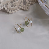 Hetian Jade Ear Clips 14K Filled Earrings Women's Minimalist Jewelry