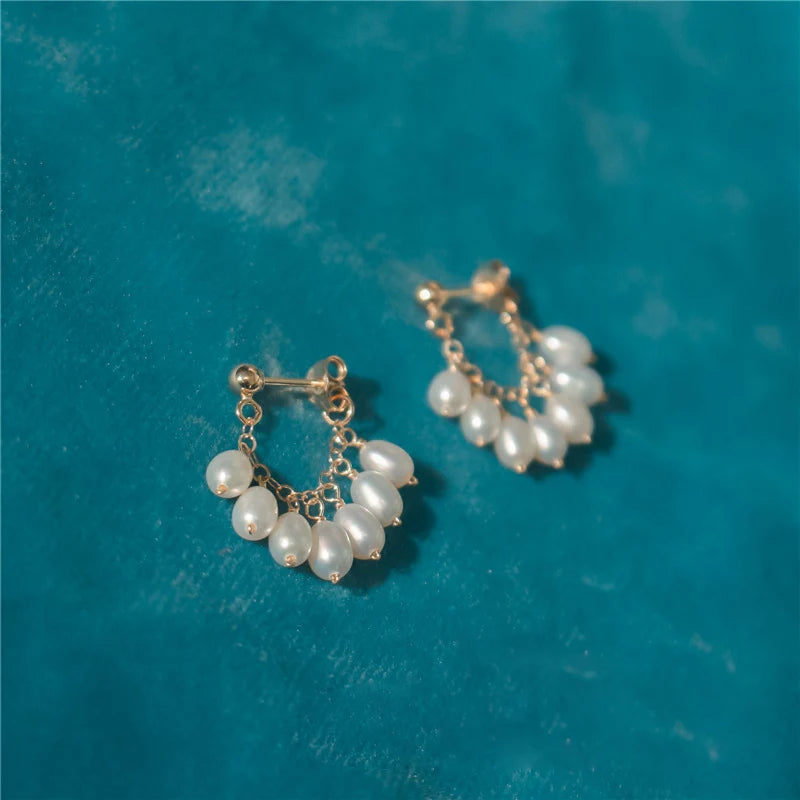 Natural Pearl Earrings Filled Brincos Not Fade Vintage Jewelry For Women