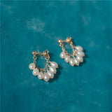 Natural Pearl Earrings Filled Brincos Not Fade Vintage Jewelry For Women