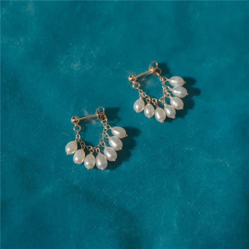 Natural Pearl Earrings Filled Brincos Not Fade Vintage Jewelry For Women