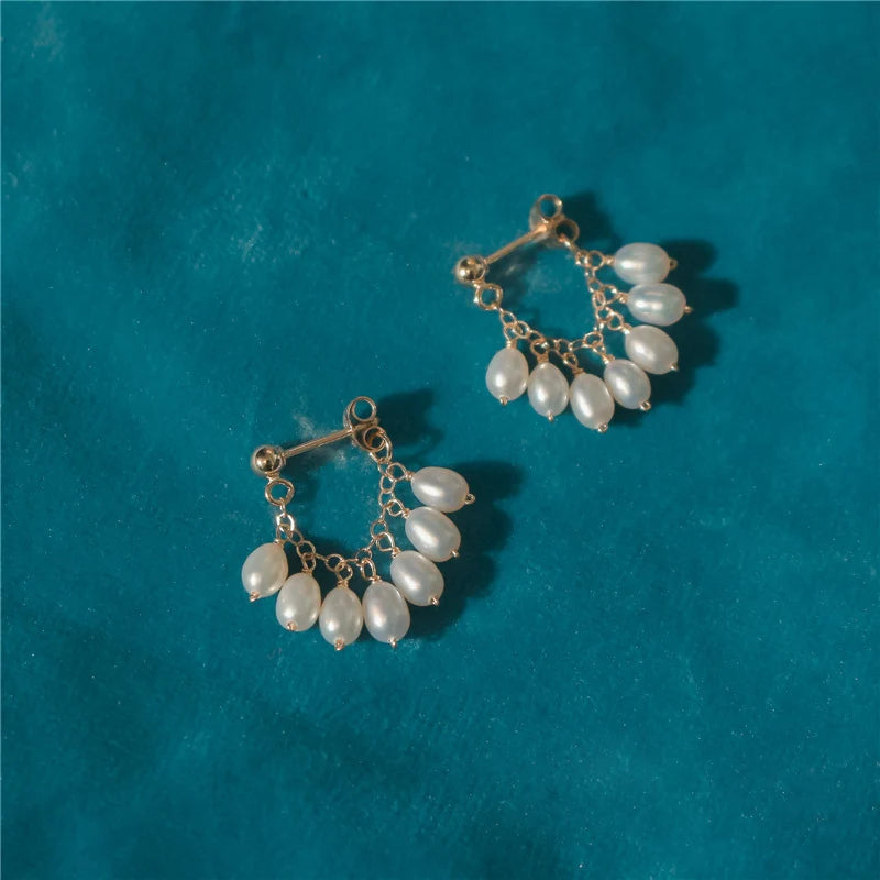 Natural Pearl Earrings Filled Brincos Not Fade Vintage Jewelry For Women