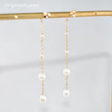 Natural Pearls Earrings 14K Filled Drop Vintage Jewelry Boho Tarnish Resist