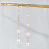Natural Pearls Earrings 14K Filled Drop Vintage Jewelry Boho Tarnish Resist