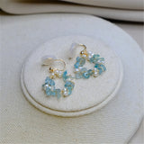 Natural Stone Apatite Pearls Hoop Ear Clips Women Party Jewelry Gift
