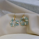 Natural Stone Apatite Pearls Hoop Ear Clips Women Party Jewelry Gift