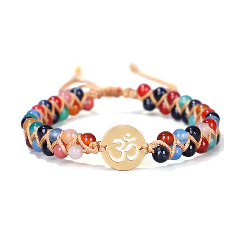 OM Bracelet Natural Stone Beads Yoga Friendship Lucky