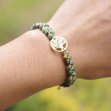 Boho Yoga Wrap Bracelet Tree of Life African Jasper Bangle