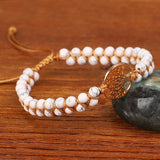 Natural Stone Boho Yoga Wrap Bracelet & Bangle Tree of Life & Turquoise Charm