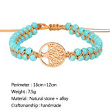 Natural Stone Boho Yoga Wrap Bracelet & Bangle Tree of Life & Turquoise Charm