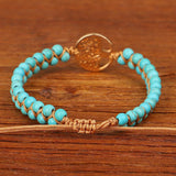 Natural Stone Boho Yoga Wrap Bracelet & Bangle Tree of Life & Turquoise Charm