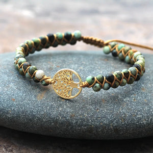 Tree of Life Natural Stone Bracelet Women Boho Wrap Bangle