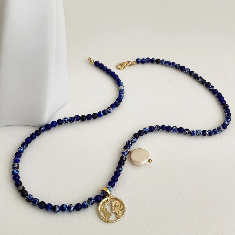 Natural Stone Beads Choker Necklace for Women