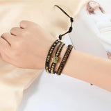 Tiger's Eye Hematite Crystal Leather Bracelet with Mom Charm