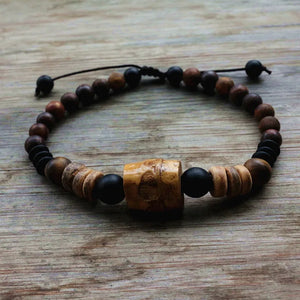 Tribal Bracelet with Natural Pearls & Wood Beads