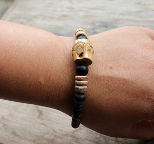 Tribal Bracelet with Natural Pearls & Wood Beads