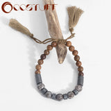 Nature Stone & Wood Beads Bracelet for Women