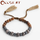 Nature Stone & Wood Beads Bracelet for Women