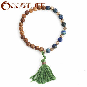 Nature Stone & Wood Beads Bracelet for Women