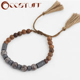 Nature Stone & Wood Beads Bracelet for Women