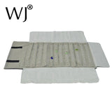 Grey Velvet Jewelry Roll Travel Case Organizer with Bear