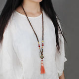 Wooden Beads Necklace with Tassel Japamala Prayer Malas Yoga Meditation