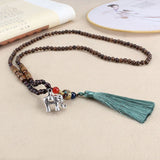 Wooden Beads Necklace with Tassel Japamala Prayer Malas Yoga Meditation