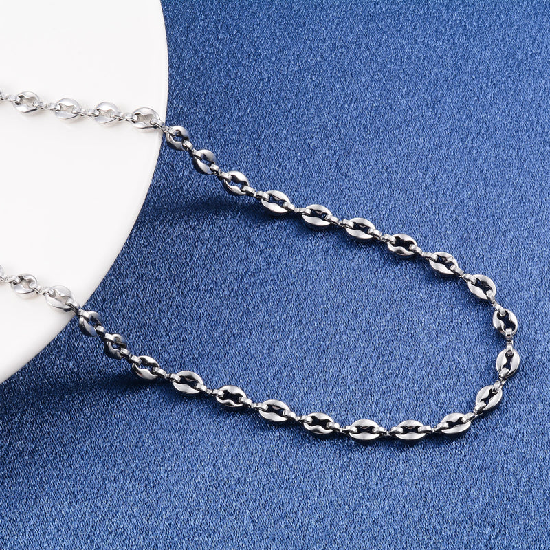 Coffee Bean Chain Necklace Stainless Steel Jewelry