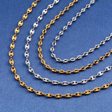 Coffee Bean Chain Necklace Stainless Steel Jewelry