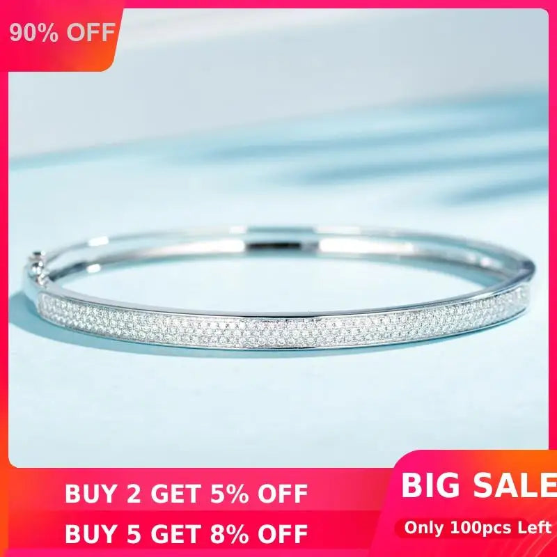 Lab Diamond Bangle 925 Silver Party Bracelet Wedding Accessory