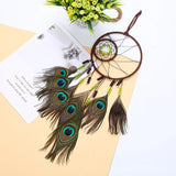 Peacock Feather Double Ring Dream Catcher Ornament