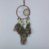 Peacock Feather Double Ring Dream Catcher Ornament