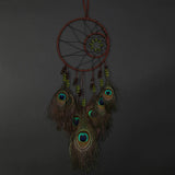 Peacock Feather Double Ring Dream Catcher Ornament
