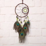 Peacock Feather Double Ring Dream Catcher Ornament