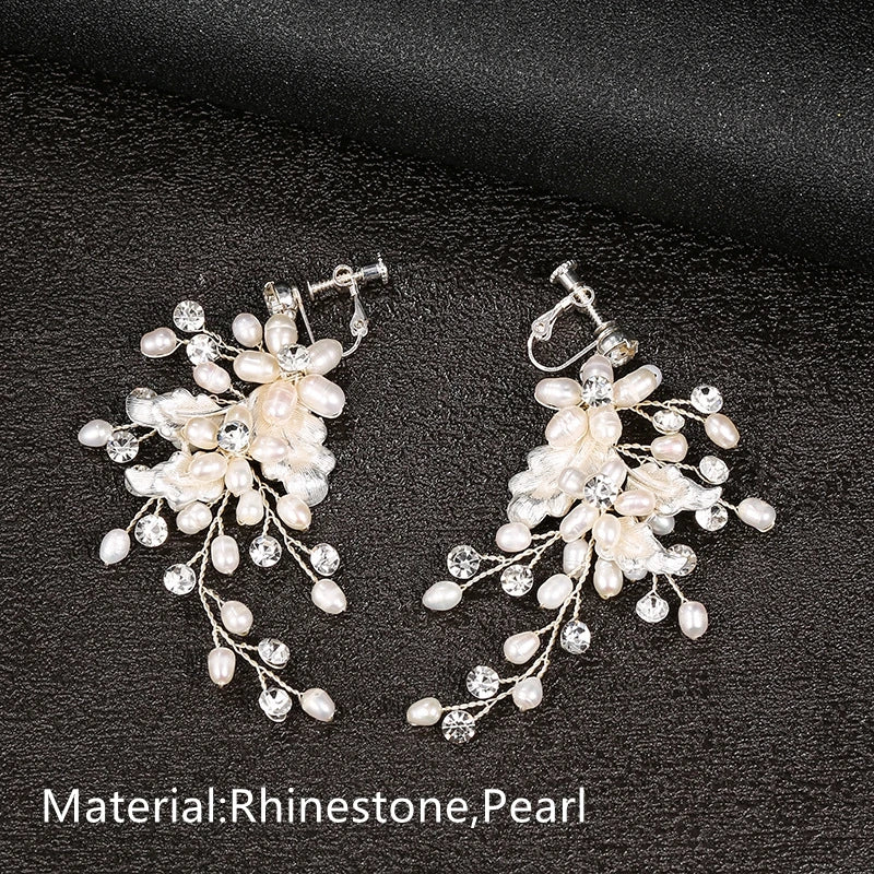 Crystal Flower Clip-On Earrings