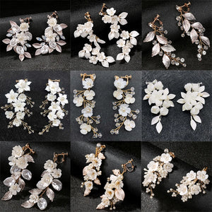 Crystal Flower Clip-On Earrings