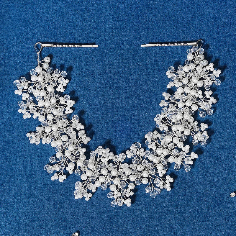 Crystal Pearl Headband for Women Bridal Wedding Hair Party Bride Prom