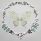 Y2K Heart & Star Beaded Necklace Crystal Butterfly Necklace